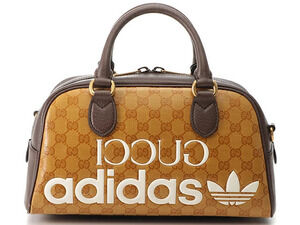 Gucci x Adidas Duffle Bag GG Crystal Brown Leather SJ